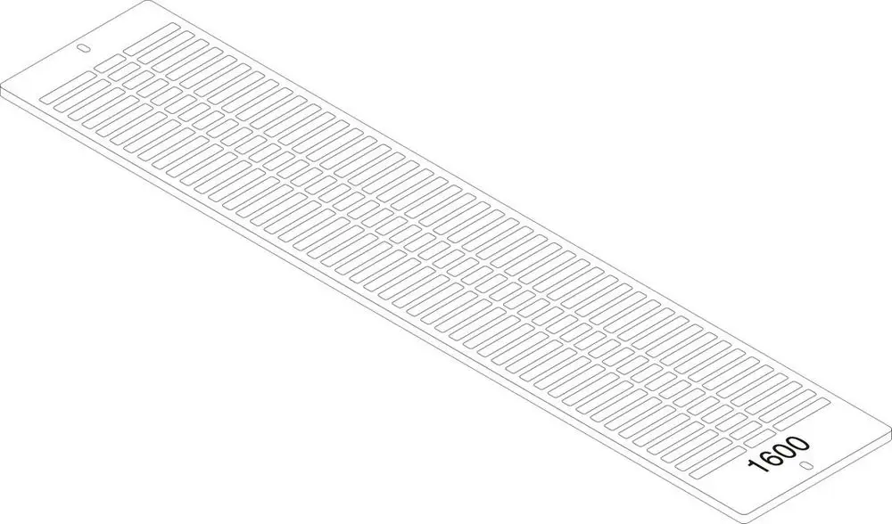 Langes, weißes Gitter von Bosch mit parallelen Luftlöchern, geeignet zur Montage für Luftzirkulation in einem Heizsystem.